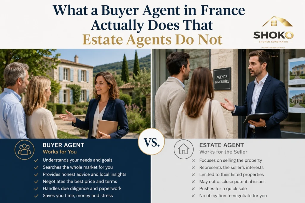 Buyer agent in France advising international client during Paris property acquisition