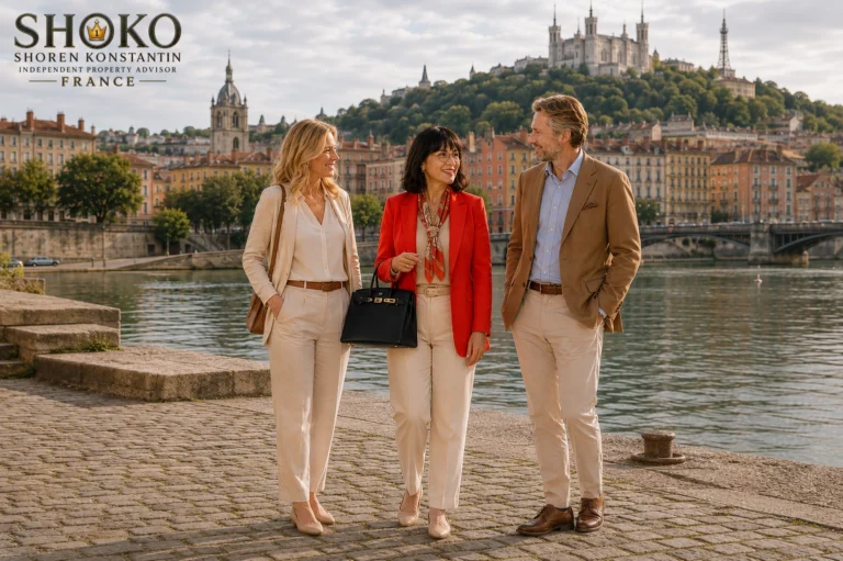 Deutsches Ehepaar besichtigt mit SHOKO das Altstadtviertel Vieux-Lyon, Immobilienkauf in der Rhône-Metropole für deutsche Käufer. SHOKO hilft Ihnen dabei.